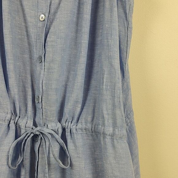 Lands' End Sleeveless Linen Waist Tie Dress Size L - Picture 5 of 11